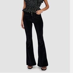 Veronica Beard Velvet Sheridan Flare Hi Rise Black Flare Pants 24